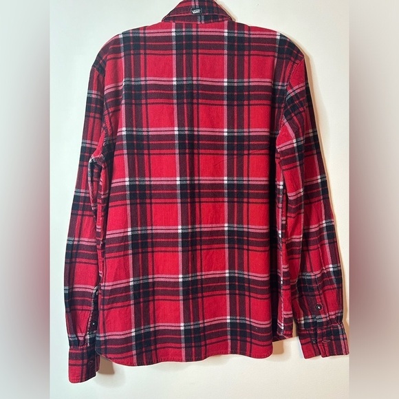 Vans black red lumberjack plaid corduroy long sleeve button down shirt mens sz S - Picture 2 of 12